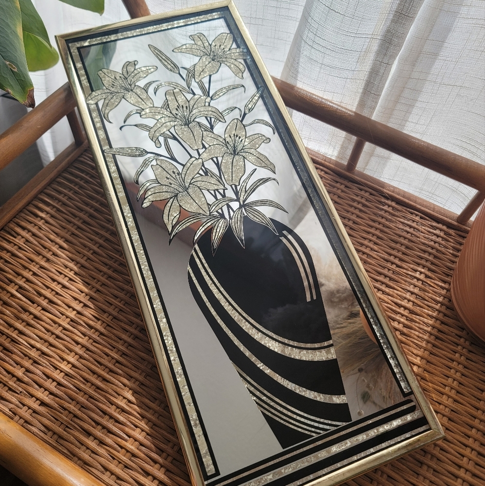 Vntg Sunwest Screen Graphics etched mirror